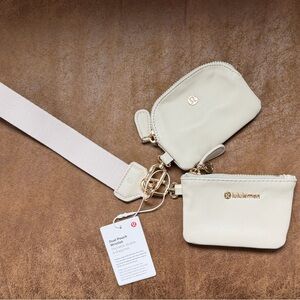 NWT Lululemon Cream Dual Pouch Wristlet